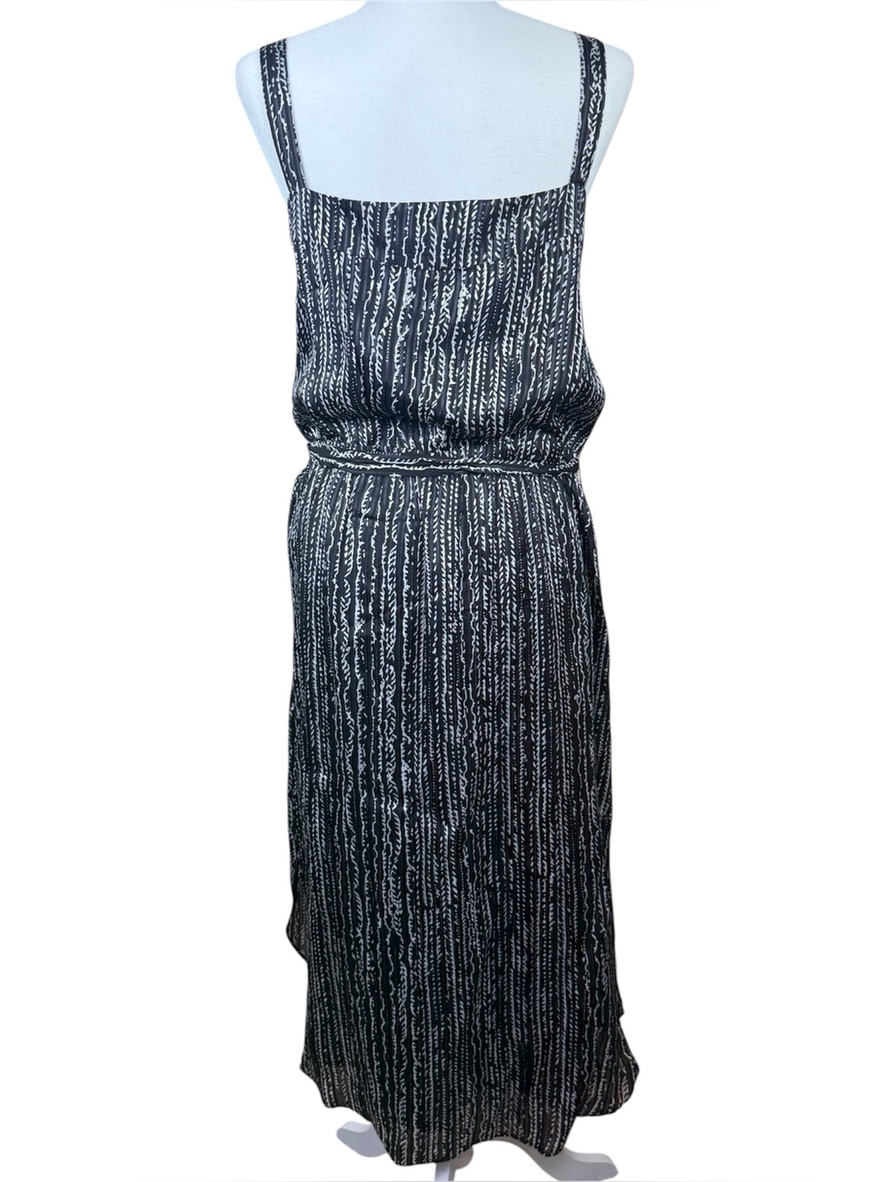 WHBM Lurex Tank Midi Dress XL Black Linear Graphic NWT $180 Flowy Gold - Picture 4 of 8